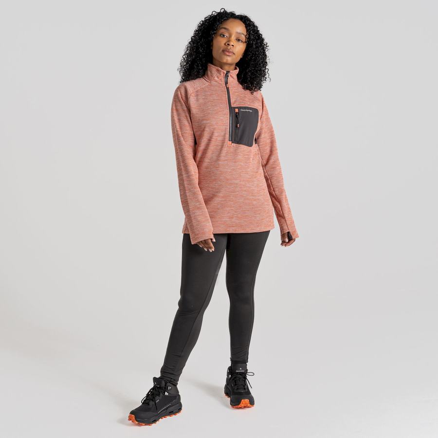 Women's Craghoppers Trina Half Zip Sweaters Coral | XFY615RZ