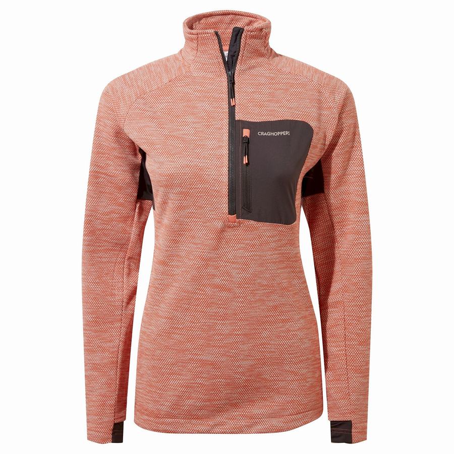 Women's Craghoppers Trina Half Zip Sweaters Coral | XFY615RZ